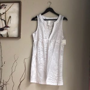 White sheer lizard print CK swimming suit coverup.